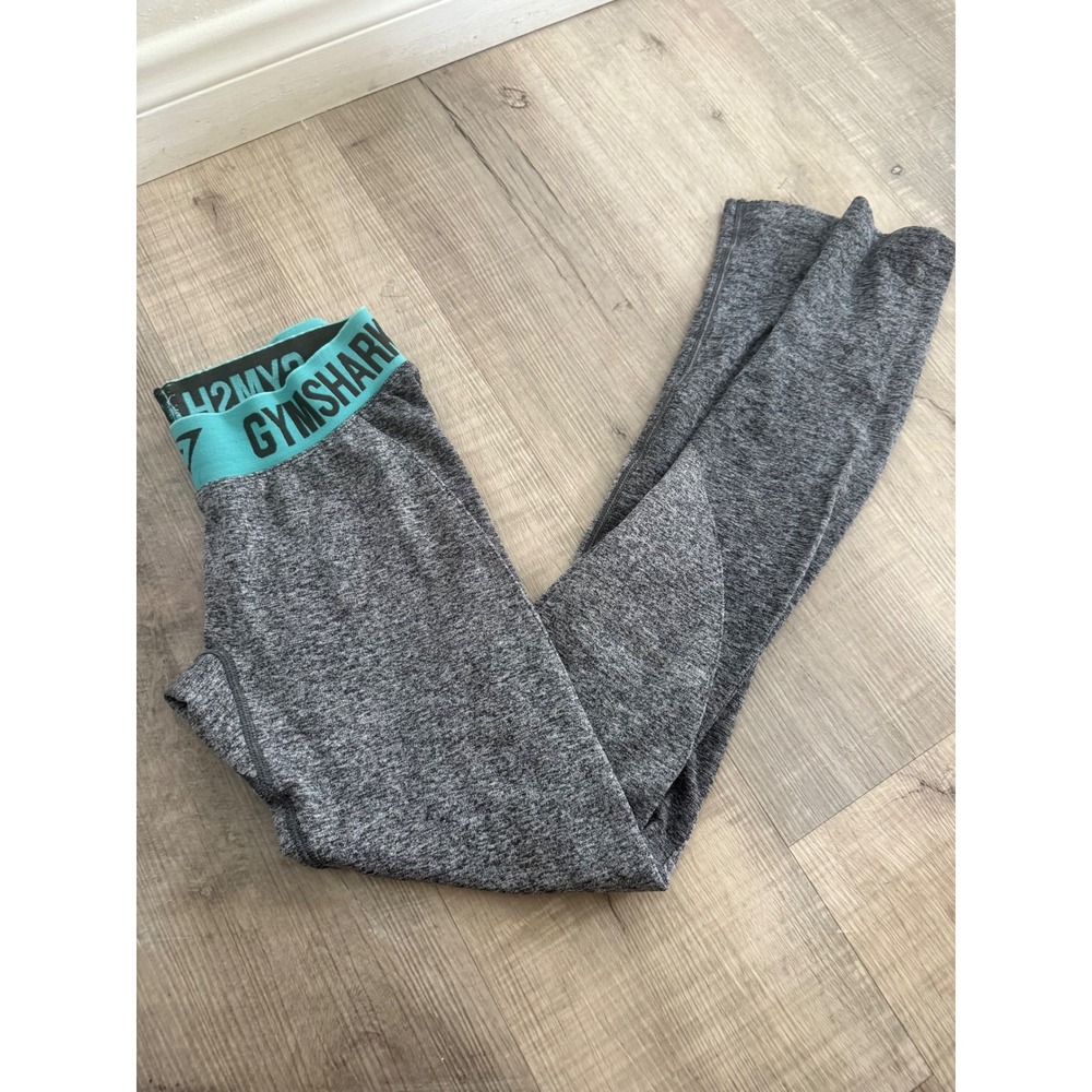 Gymshark Flex High-Waisted Leggings - Charcoal Marl/Teal - Size Small